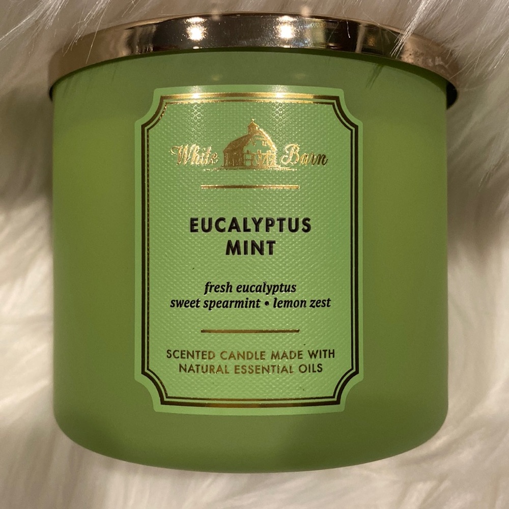 🌱”EUCALYPTUS MINT” by BBW / WB, 3-Wick Scented Candle, 14.5 oz / 411 g, NWT base